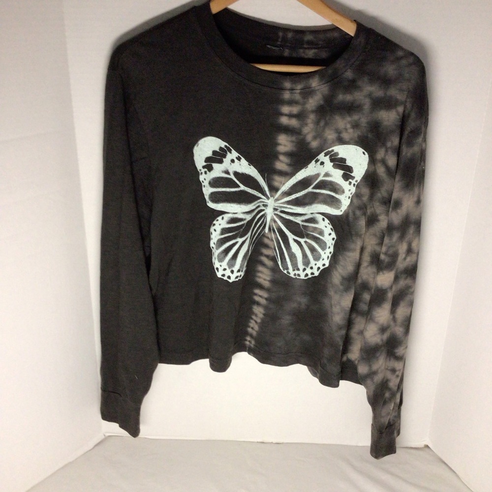 Tie dye butterfly long sleeve top